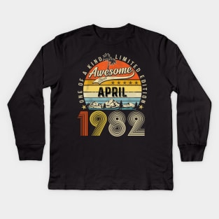 Awesome Since April 1982 Vintage 41st Birthday Kids Long Sleeve T-Shirt